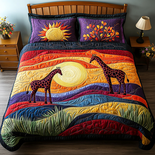 Giraffe Journey 3-Piece Quilted Bedding Set NCU0DK7359
