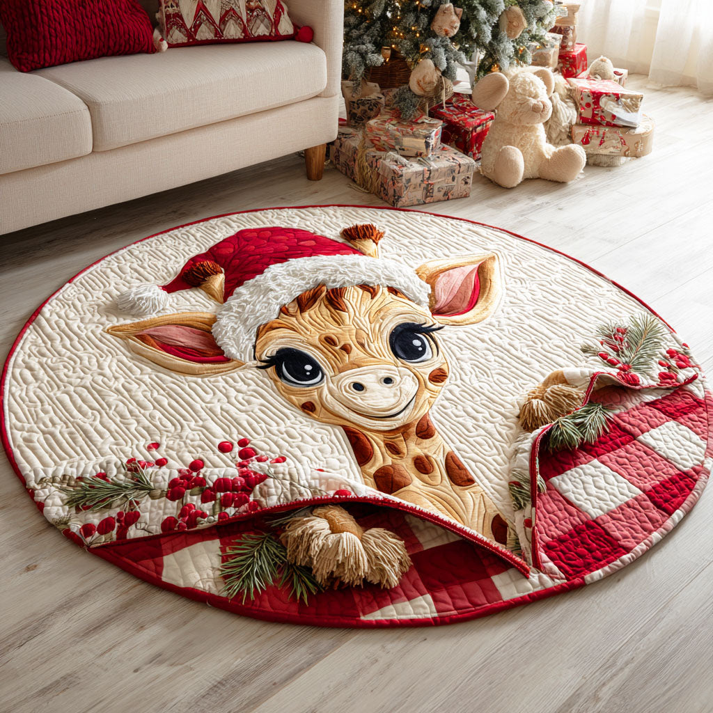 Giraffe Noel Quilted Round Mat NCU0TD546