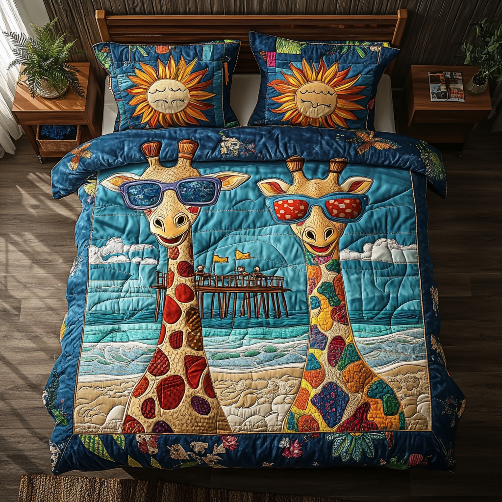 Giraffe Trail 3-Piece Quilted Bedding Set NCU0DK7356