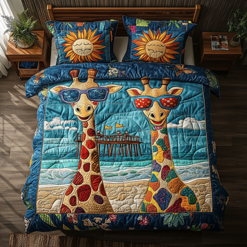 Giraffe Trail 3-Piece Quilted Bedding Set NCU0DK7356