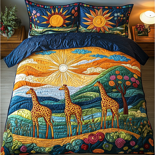 Giraffe Vision 3-Piece Quilted Bedding Set NCU0DK7801