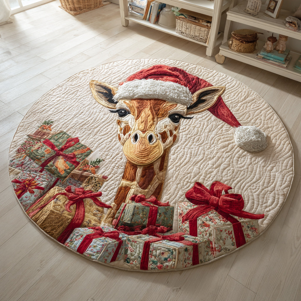 Giraffe and Presents Quilted Round Mat NCU0HH440