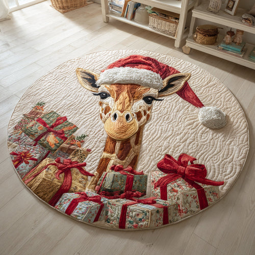 Giraffe and Presents Quilted Round Mat NCU0HH440