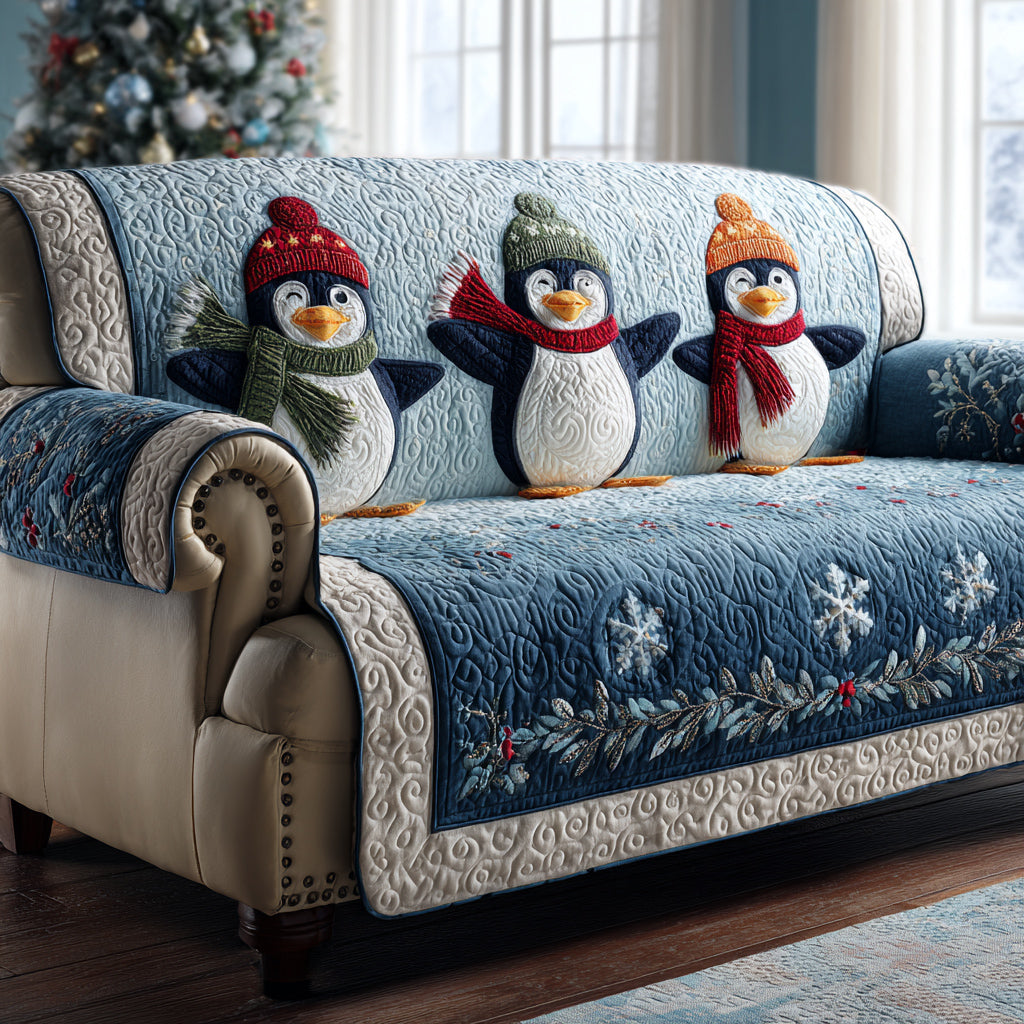 Glacier Penguin Quilted Sofa Cover NCU0HH1243