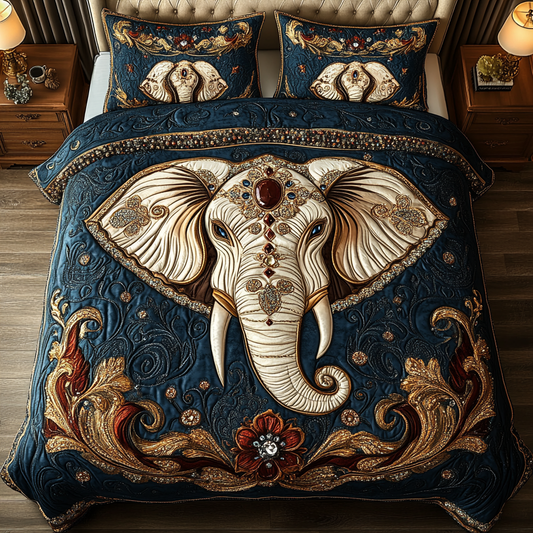 Glamorous Elephant 3-Piece Quilted Bedding Set NCU0VH1159