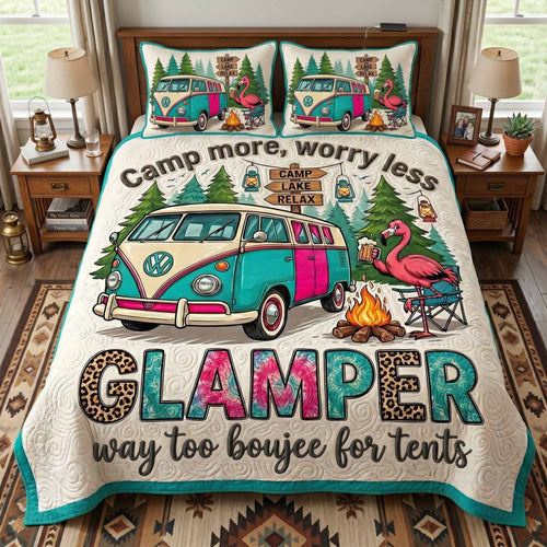 Glamper Bus 3-Piece Quilted Bedding Set NCU0XD2799