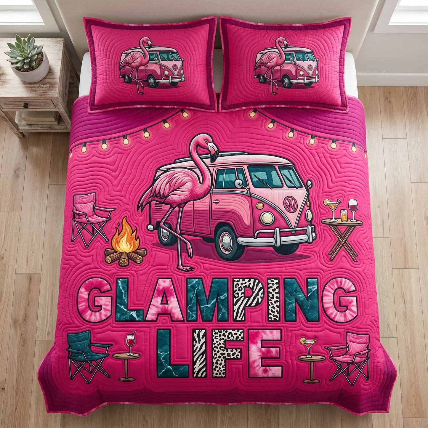 Glamping Life 3-Piece Quilted Bedding Set NCU0XD2810
