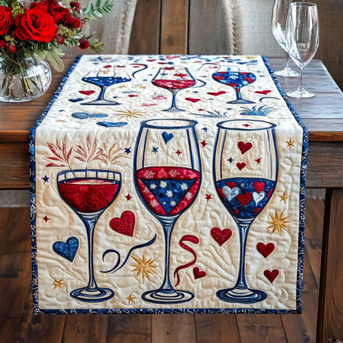 Glasses of Love and Light Quilted Table Runner NCU0PT3799