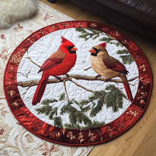 Gleaming Snow Watcher Quilted Round Mat NCU0NT1405