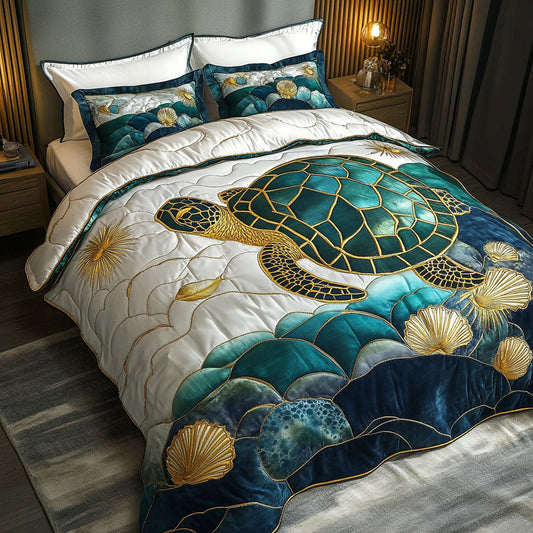 Gliding Through Waves 3-Piece Quilted Bedding Set NCU0PT5131