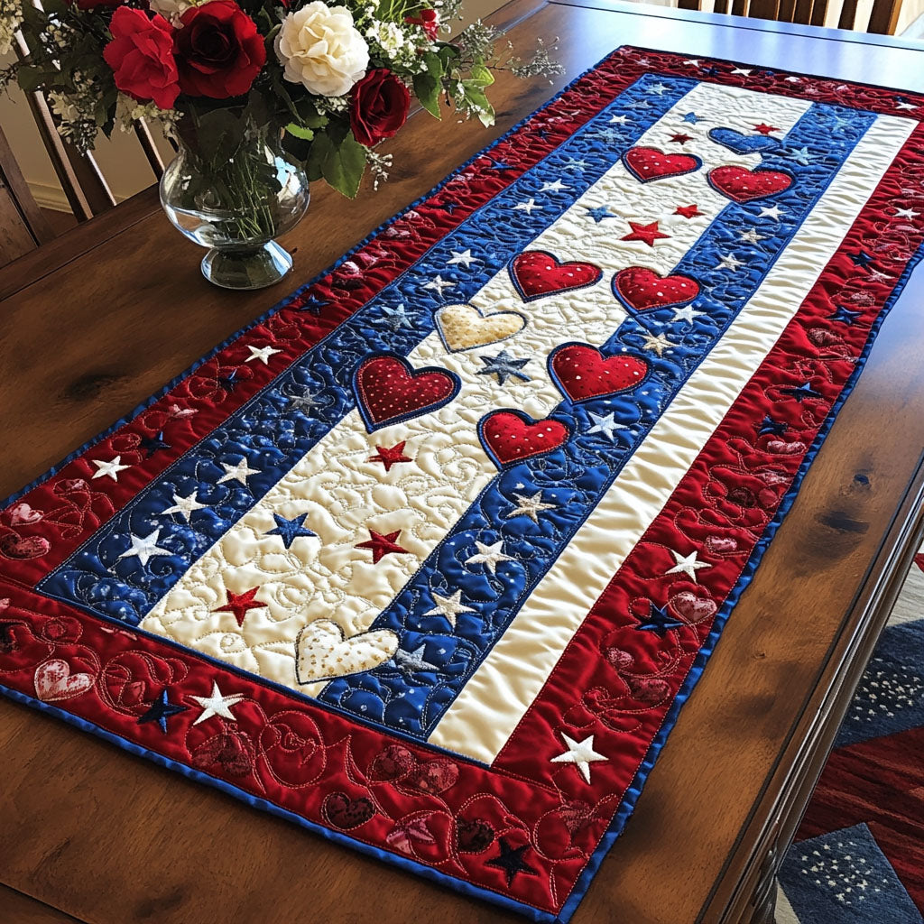 Glittering Stripes Quilted Table Runner NCU0NT7420
