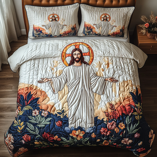 Glory Bloom 3-Piece Quilted Bedding Set NCU0VH4994