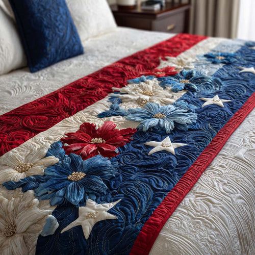 Glory Flowers Quilted Bed Runner NCU0NT11481
