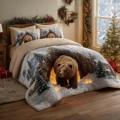 Glow Bear Retreat 3-Piece Quilted Bedding Set NCU0HH1406