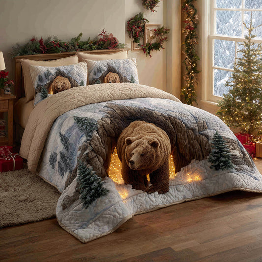 Glow Bear Retreat 3-Piece Quilted Bedding Set NCU0HH1406