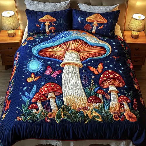 Glow Shroom 3-Piece Quilted Bedding Set NCU0VH1865