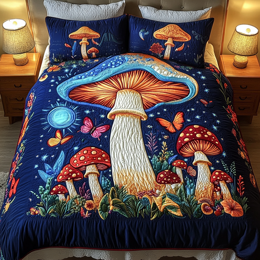 Glow Shroom 3-Piece Quilted Bedding Set NCU0VH1865