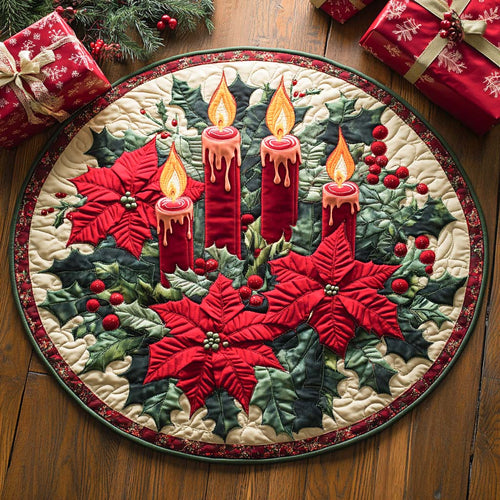 Glowing Candlelight Scene Quilted Round Mat NCU0XD224
