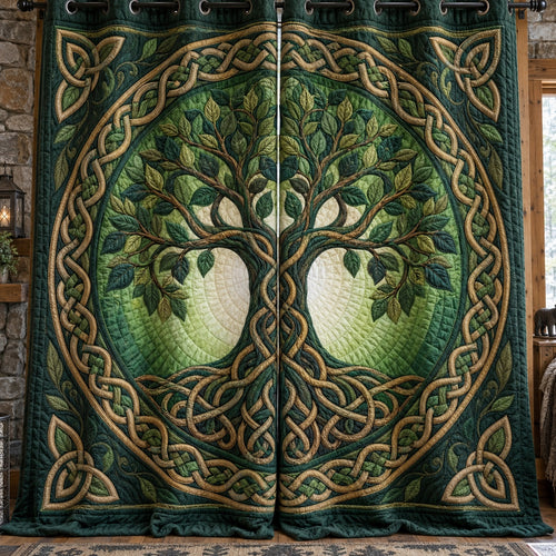 Glowing Emerald Grove Quilted Curtains NCU0VL3993