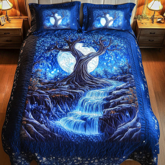 Glowing Moonlit Falls 3-Piece Quilted Bedding Set NCU0NT4044