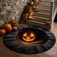 Glowing Pumpkin Hollow Quilted Round Mat NCU0XD943