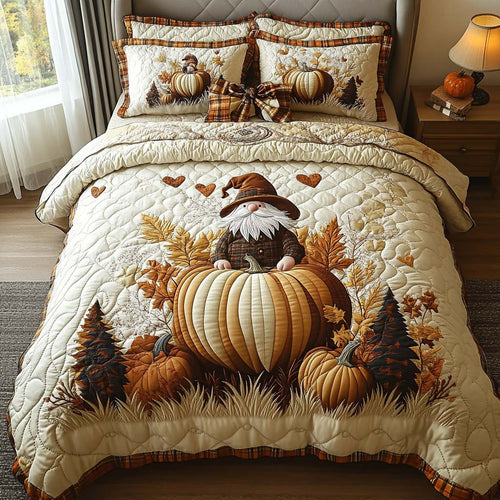 Gnome Autumn Charm 3-Piece Quilted Bedding Set NCU0DV7182