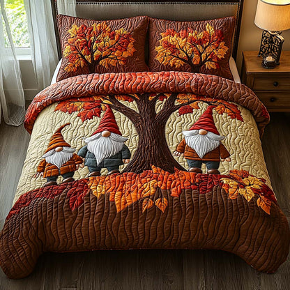 Gnome Autumn Gathering 3-Piece Quilted Bedding Set NCU0DV7186