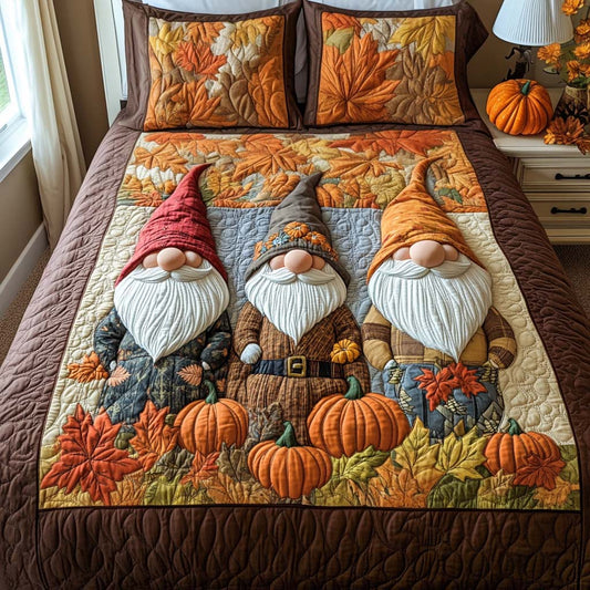 Gnome Autumn Soul 3-Piece Quilted Bedding Set NCU0DV7187