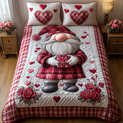 Gnome Charm 3-Piece Quilted Bedding Set NCU0DV2354