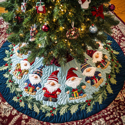 Gnome Cheer Christmas Quilted Tree Skirt NCU0NT1975