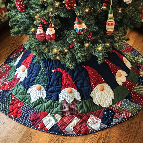 Gnome Christmas Greetings Christmas Quilted Tree Skirt NCU0DV1525