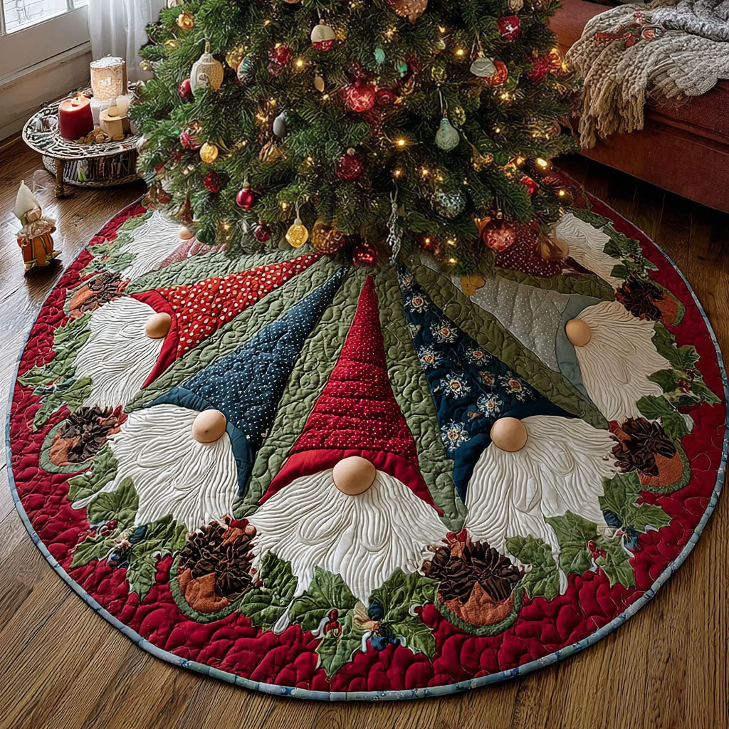 Gnome Christmas Joy Christmas Quilted Tree Skirt NCU0PT10624