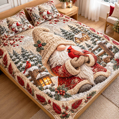 Gnome Christmas Magic 3-Piece Quilted Bedding Set NCU0TD3219