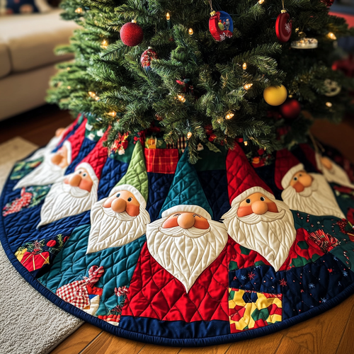 Gnome Circle Quilted Christmas Tree Skirt NCU0VH435