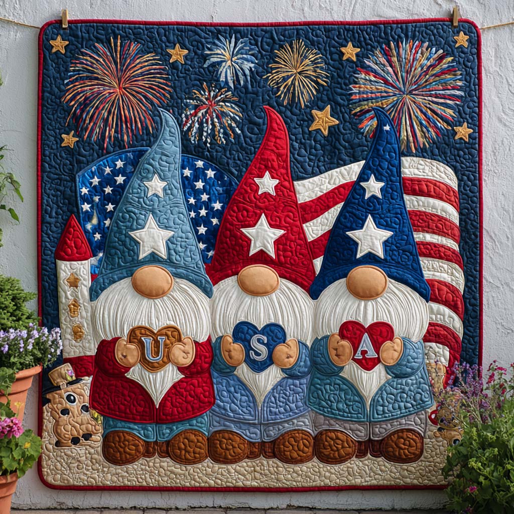 Gnome Firework Trio Quilted Blanket NCU0NT8219