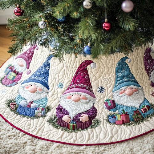 Gnome For The Holidays Christmas Quilted Tree Skirt NCU0DV1510