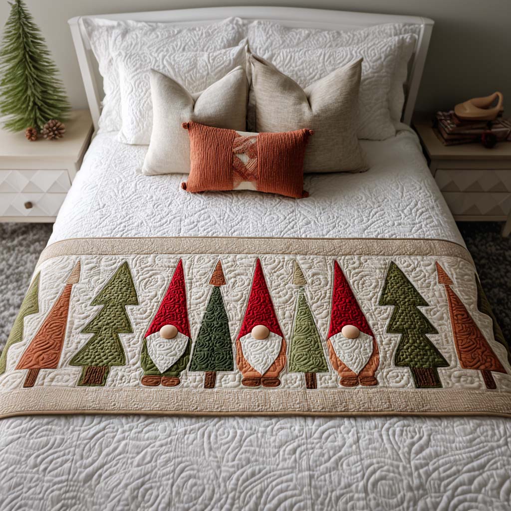 Gnome Forest Quilted Bed Runner NCU0NT9788