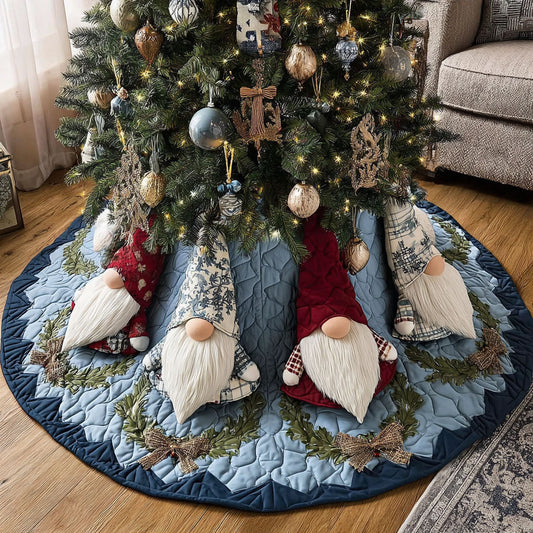 Gnome Frost Forest Christmas Quilted Tree Skirt NCU0PT10625