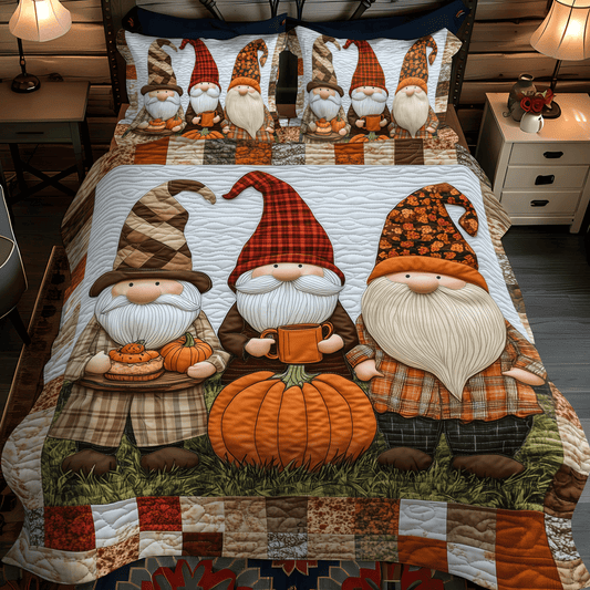 Gnome Grove 3-Piece Quilted Bedding Set NCU0TH1883