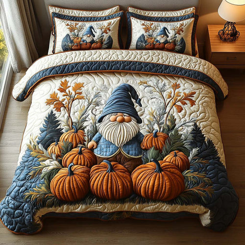 Gnome Harvest 3-Piece Quilted Bedding Set NCU0DV7181
