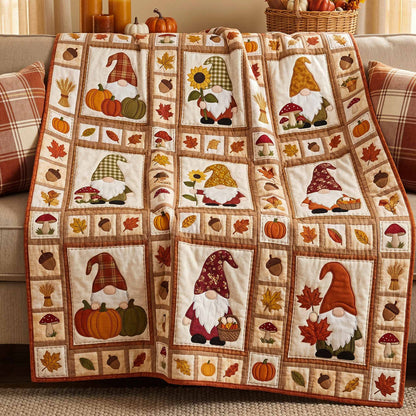 Gnome Harvest Blocks Quilted Blanket NCU0XD2908