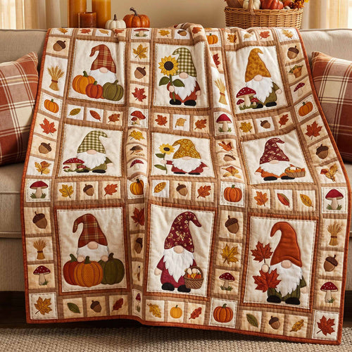 Gnome Harvest Blocks Quilted Blanket NCU0XD2908