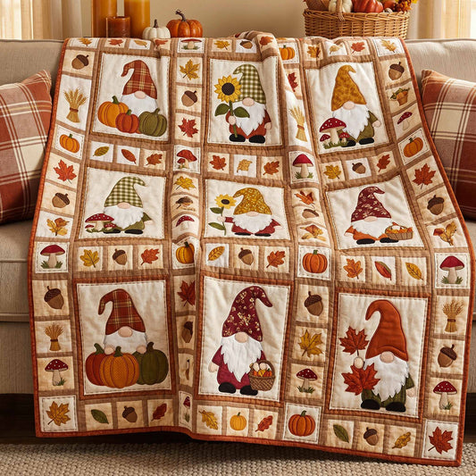 Gnome Harvest Blocks Quilted Blanket NCU0XD2908