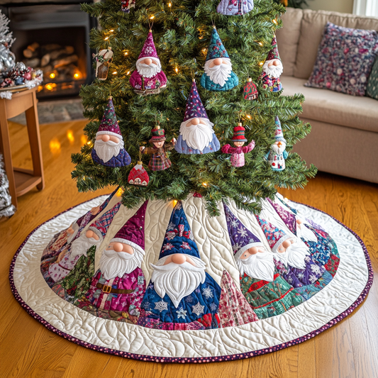 Gnome Holiday Christmas Quilted Tree Skirt NCU0DV1518