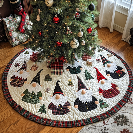 Gnome Holiday Delight Christmas Quilted Tree Skirt NCU0DV1522