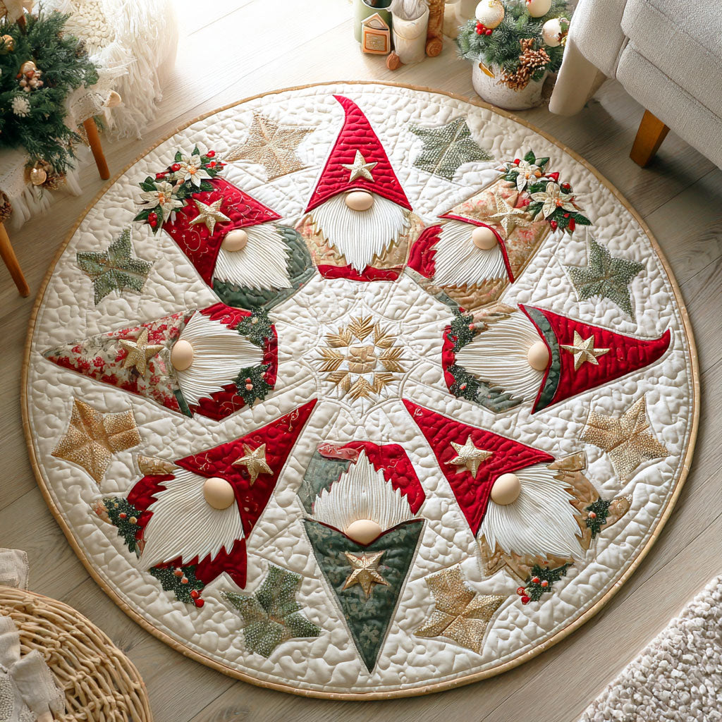 Gnome Lights Quilted Round Mat NCU0TD829