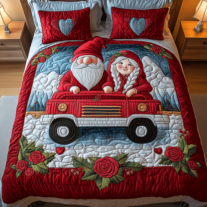 Gnome Love Highway 3-Piece Quilted Bedding Set NCU0TH2555