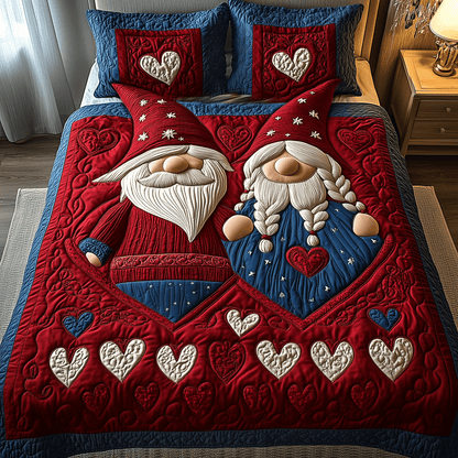 Gnome Love Nest 3-Piece Quilted Bedding Set NCU0TH2472