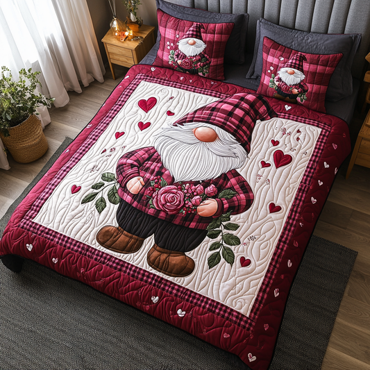 Gnome Love 3-Piece Quilted Bedding Set NCU0DV2353