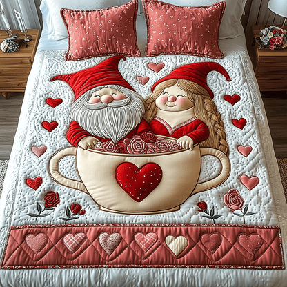 Gnome Lovers 3-Piece Quilted Bedding Set NCU0TH2559